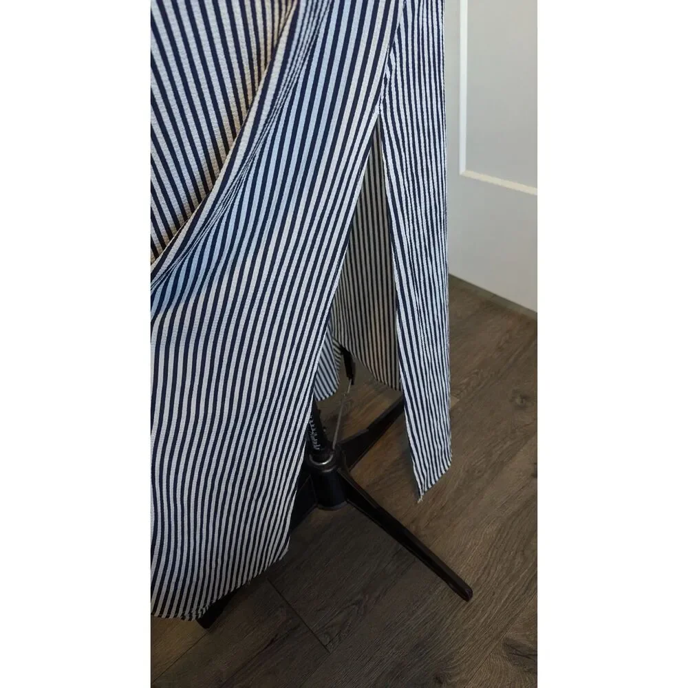 Main Strip Womens Maxi Dress Plus 2XL Paper Bag Waist Pink Orange Striped Black - Picture 6 of 8